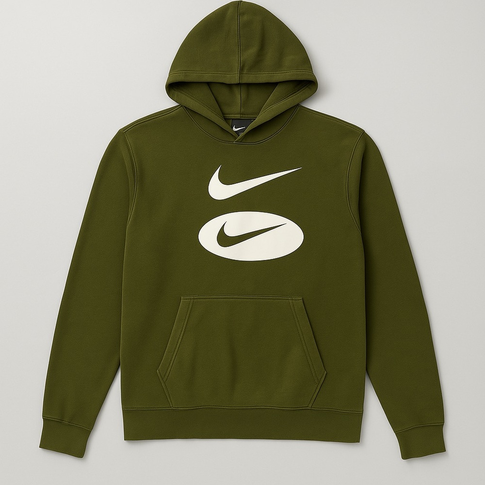 Nike Swoosh Logo Hoodie - Olive Green